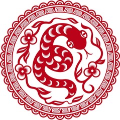 chinese paper cut snake as symbol of year