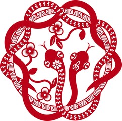 chinese paper cut snake as symbol of year - 46204859