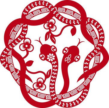 chinese paper cut snake as symbol of year