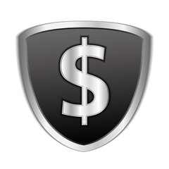 Black shield with dollar symbol