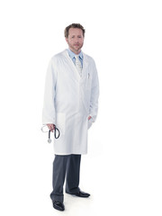 front view of a doctor in laboratory coat