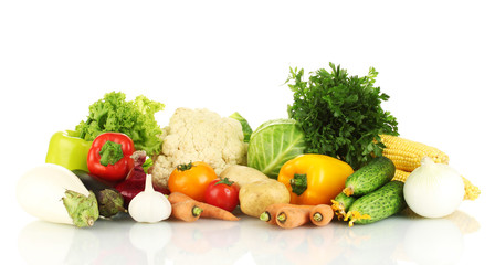 Many fresh vegetables isolated on white