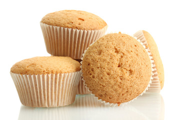 tasty muffin cakes, isolated on white
