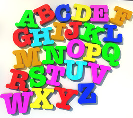 abcd alphabet over white background