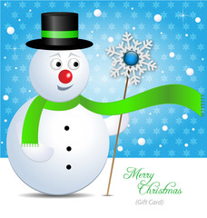 Christmas gift Card with snowman
