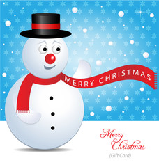 Christmas gift Card with snowman
