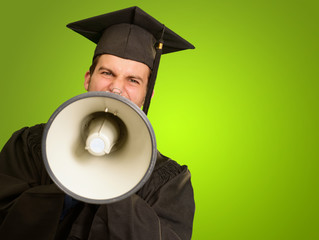 Graduate Man Holding Megaphone