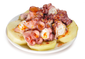Pequeña tapa de pulpo a la gallega.