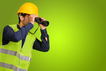 A Young Engineer Looking Through Binoculars