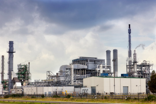 View of big oil refinery of a sky background