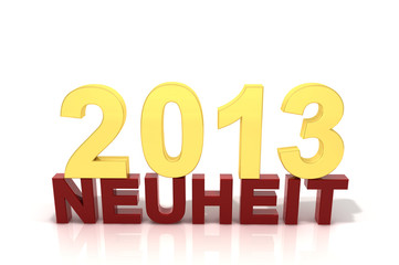 Schriftzug Neuheit 2013 rotgold