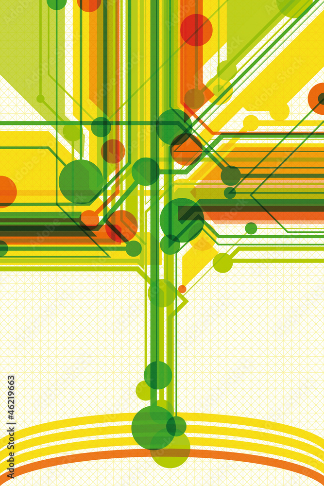Poster bright abstract background with digital stylized tree. eps10