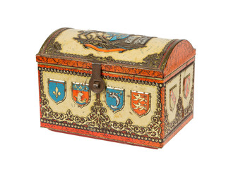 Very old metal chest, isolated