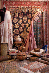 display of carpet and beautiful fabric