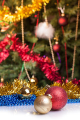 Christmas balls on abstract background