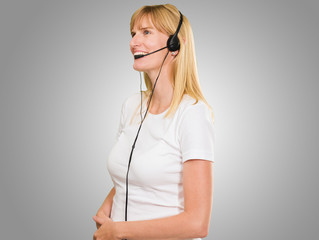 Happy Woman On Headset