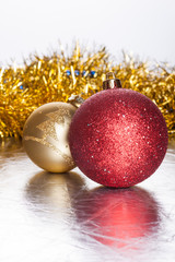 Christmas balls on abstract background