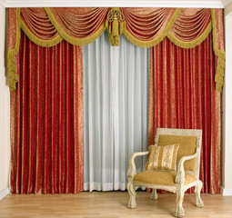 A beautiful curtain in a luxury living room
