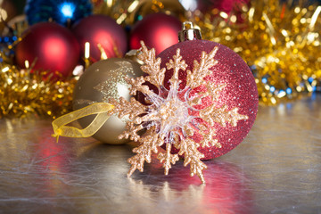 Christmas balls on abstract background