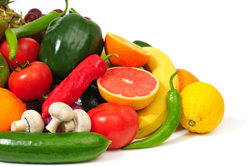 fruits and vegetables  isolated on white background