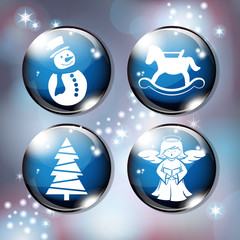 blue xmas buttons