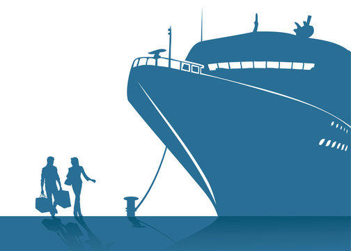 Cruise ship background - vector illustration