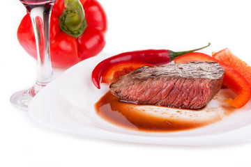 Steak with chili pepper