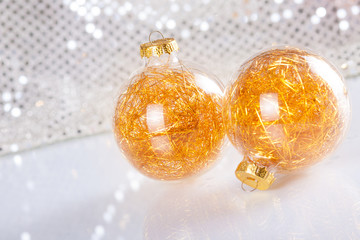Christmas balls on abstract background