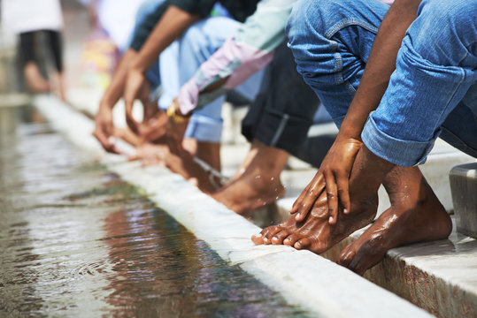 washing foot islamic ablution rite