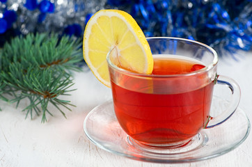 Christmas tea with lemon