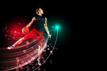 Basketball player with a ball