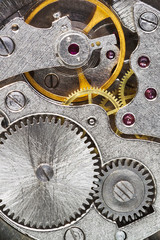steel machinery of old mechanical watch