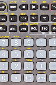 buttons of scientific calculator with mathematical function