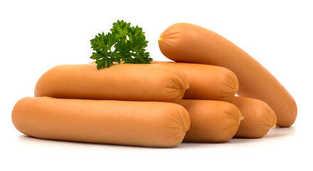 Sausages with parsley isolated on a white background