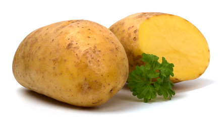 New potatoes isolated on white background.