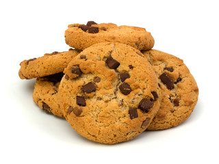 Chocolate pastry cookies isolated on white background