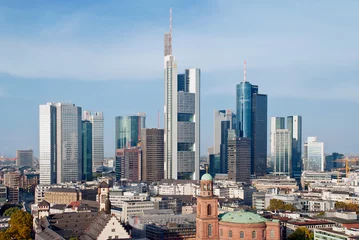 Foto op Plexiglas Frankfurter Skyline mit Paulskirche und Römer © mojolo