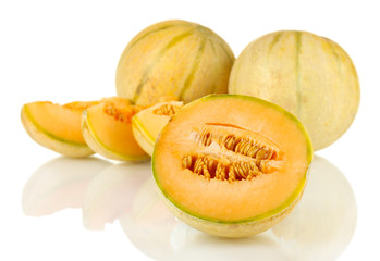 cut melon isolated on white