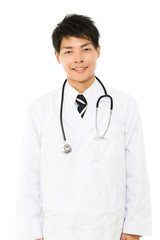 Asian young medical doctor isolated on white background