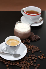 coffe,tea and choco cream