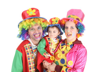 Fototapeta na wymiar happy clown family