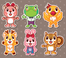Obraz premium cute animal stickers