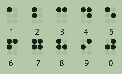 Set of digital gray braille number