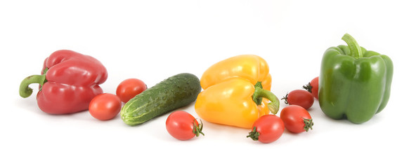 Sweet peppers, cucumbers and tomatoes
