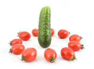 red ripe tomatoes and cucumbers