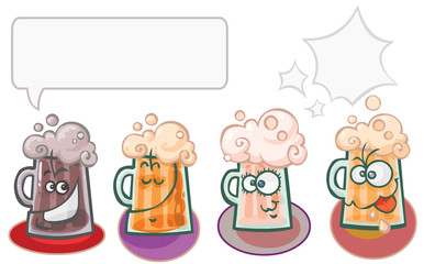 Cartoon Pint of Beer Characters.