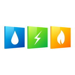 water, electricity, gas (blue, green, orange version)