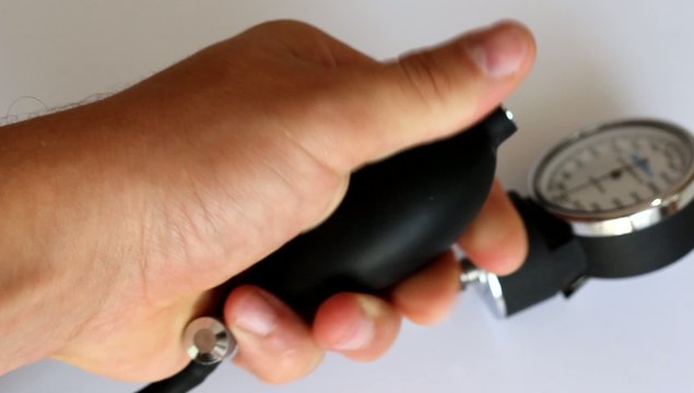 using medical tonometer in hand