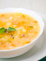 chicken soup with rice and vegetables