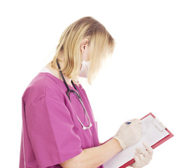Medical doctor with clipboard